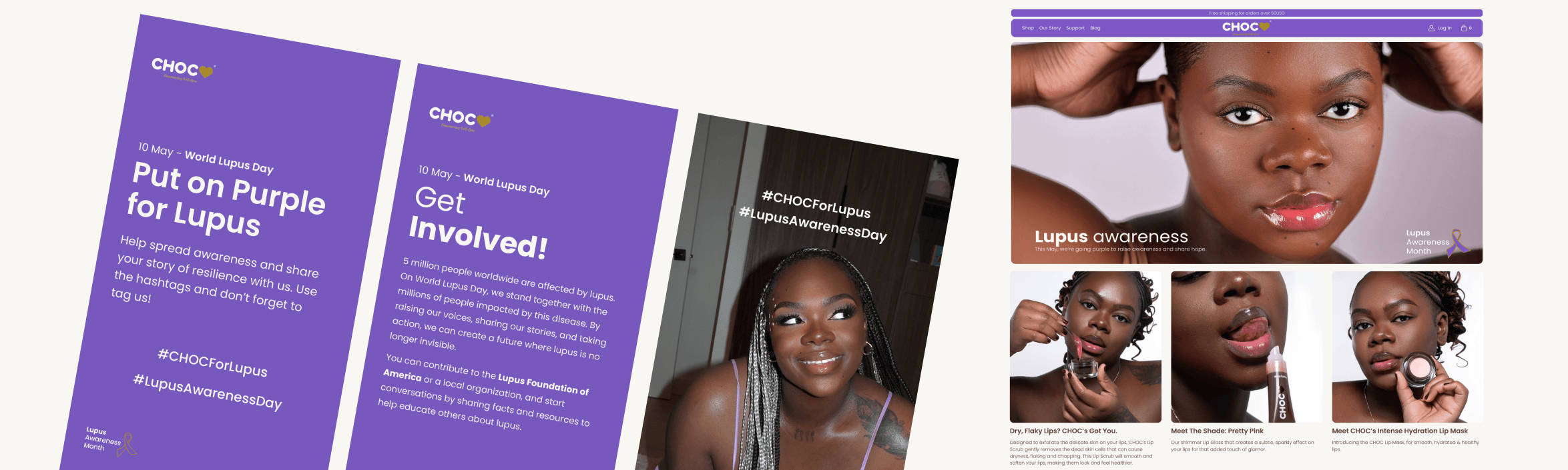 Lupus Awareness Month campaign across CHOCfactory.com, social media and Cori's blog.