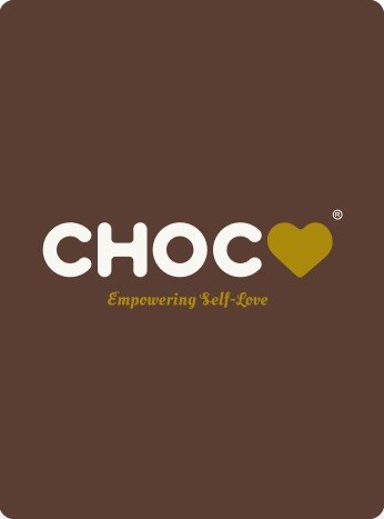 CHOC logo lockup on brown background, Empowering Self-Love tagline