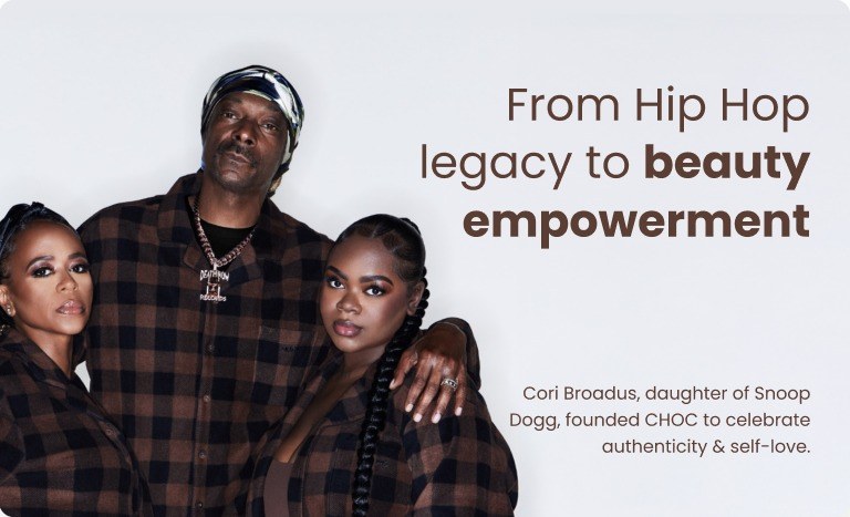 Snoop Dogg and two models, 'From Hip Hop legacy to beauty empowerment' campaign panel