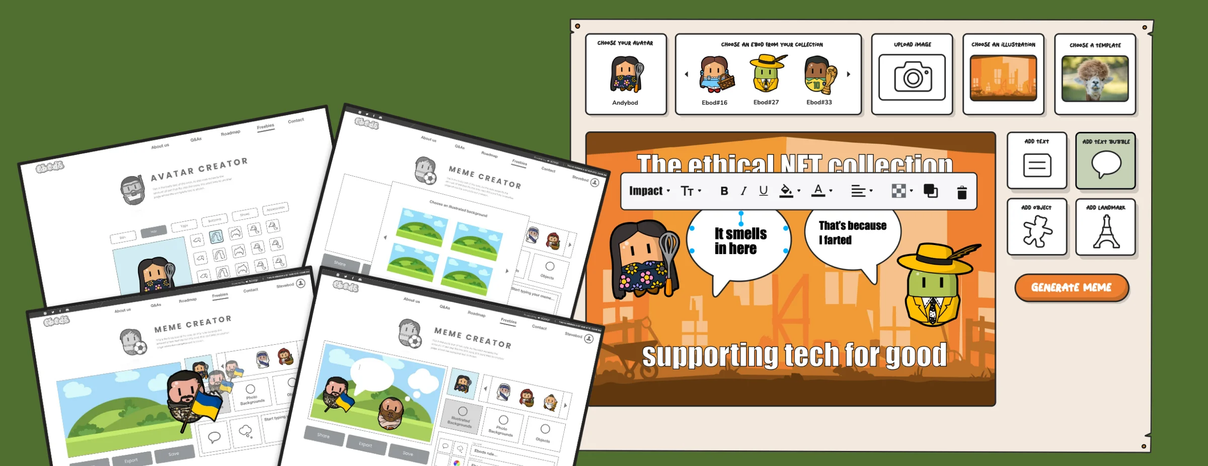 Wireframes and final website for the meme creator
