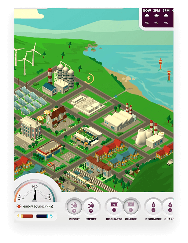 Balancing the Grid start screen: the Good Unicorn logo above the game's control-room dashboard