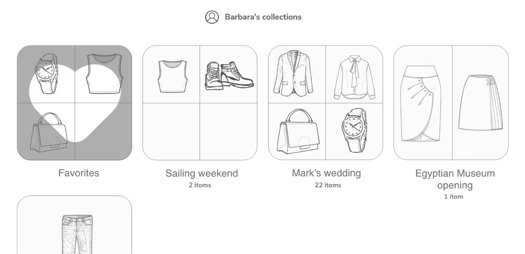 Barbara's collections in the Persi wardrobe