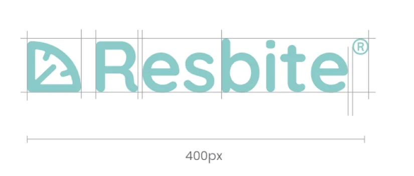The Resbite wordmark on its construction grid, measured at 400px.