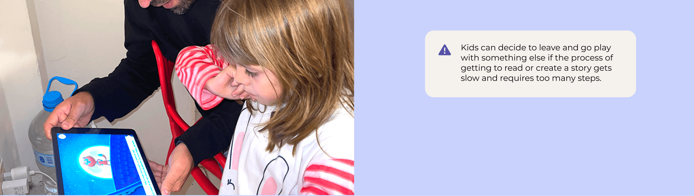 User testing session with a child using the Story Spark web app.