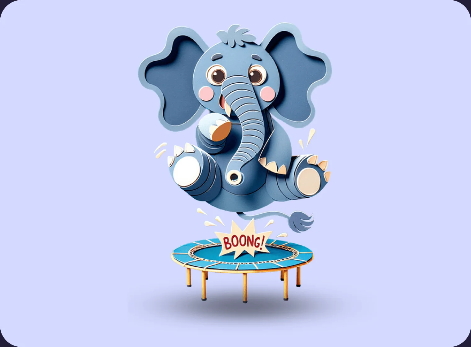 Story Spark's elephant character bouncing on a trampoline